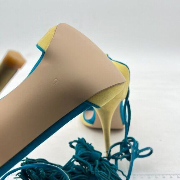 FSJ Yellow Women Sexy Strappy Open Toe Sandals Ankle Strap High Stiletto Heel - Picture 5 of 8